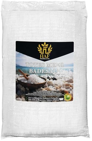 HAF® Premium Totes Meer Badesalz für empfindliche & trockene Haut | Meersalz 100% naturrein aus Jordanien für den Stressabbau | Mineralsalz für guten Schlaf & zur Körperpflege | 25 kg im Sack