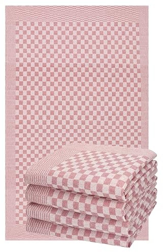 Betz 5er Set 50x100cm Küchentuch Baumwolle Meinor Grubentuch extrem strapazierfähig und saugstark trocknergeeignet - Gastronomiequalität - Geschirrtücher BW rot
