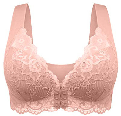 of 5,Women Comfort no Wire Bras Seamless no Show Bra Pack - Front Fastening Padded Racer Back Bras for Women UK - Front Fastening Sports Pink