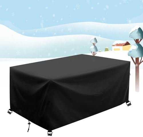 AJALGZ Abdeckungen für Gartenmöbel Wasserdicht 125x110x95cm/LxBxH Schwerlast Regenschutz und Staubfest Gartentisch Abdeckung Abdeckplane Rechteckige Abdeckung Gartenmöbel Winterfest-Schwarz