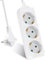 EXTRASTAR 3-Fach Steckdosenleiste, Flachstecker Mehrfachsteckdose mit 3m Kabel, Flacher Stecker mit Kindersicherung, 16A/3680W, Weiβ