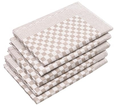 ZOLLNER Conjunto de 5 paños de Cocina 100% algodón, 46x70 cm, marrón.
