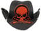 Morain Cowboyhut, Punk-Strohhut für Herren, Westernhut mit Stickerei, Totenkopf-Modell, sonnenfest, rot, 3-4