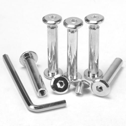 KINDPMA 70Pcs M6*35mm Vis de Connexion et Manchon Vis de Liaison en Acier Inoxydable Vis de Raccordement Connecteur d'armoire Connecteur Fileté Vis d'Assemblage pour Meubles Poignée Porte