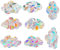 16 Stück Weiße Wolken Rainbow Suncatcher Sticker, Prism-Fenster-Abziehbilder Sticker Dekoration für Stoppt Vögel Türfenster Esszimmer Schlafzimmer