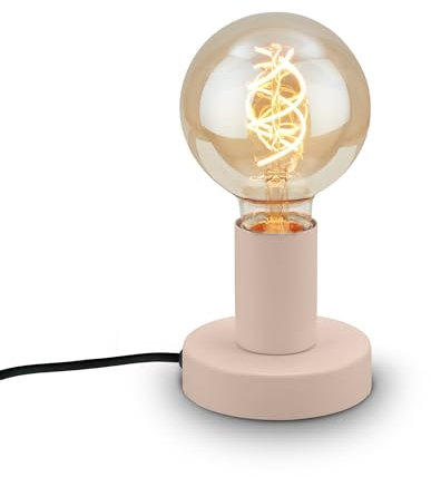 BRILONER - Tischlampe mit Kabelschalter, Retrooptik, E27 Fassung, Tischlampe vintage, Lampe, Schreibtischlampe, Tischleuchte, Bürolampe, Leselampe Bett, Leselicht, 10 x 9 cm, Beige