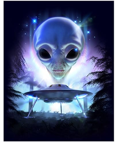 3D LiveLife Lenticular Wall Art Prints - Alien Landing from Deluxebase Ungerahmtes 3D Alien Poster Ein perfekter Wandfüller Original-Kunstwerk lizenziert vom renommierten Künstler David Penfound