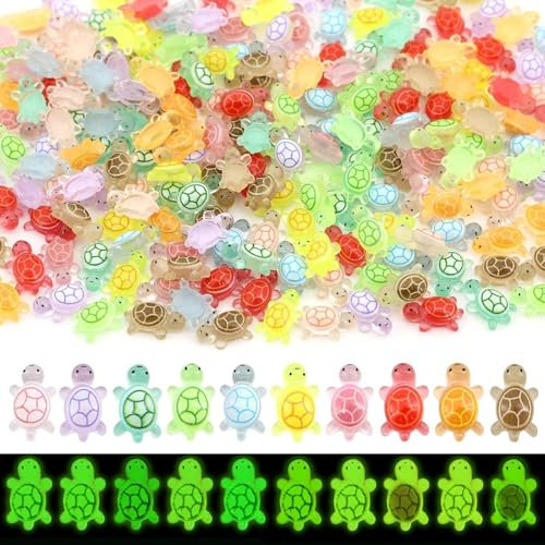 AXERHK Mini Figuren, Schildkröte, 200 Stück Süße Schildkröte Deko Harz Mini Tiere, Harz Schildkröten Figuren Wichtel für DIY Basteln Garten Landschaft Puppenhaus Topfpflanzen-Dekoration