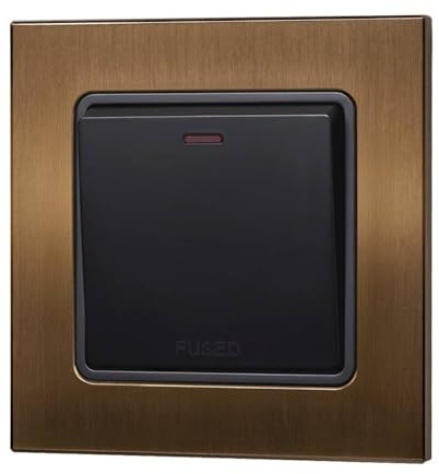 Retrotouch Aura Rocker 13A Fused Switch - Brushed Bronze