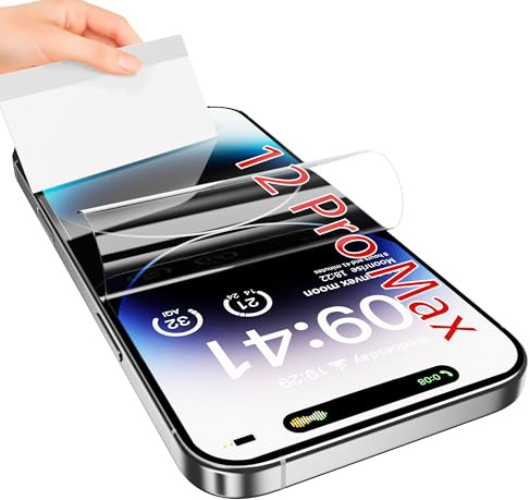 JUVENPROTO 3 Pezzi per iPhone 12 Pro Max TPU Pellicola Protettiva Idrogel,Pellicola Protettiva TPU per Trasparente HD Morbida Display ID Impronte Digitali(Non Vetro Temperato)