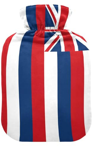 Hawaii State Flag Hawaiian Hi hot-Water Bottle with Soft Cover, 1L Water Bags for Sore Muscle, Sore Muscle