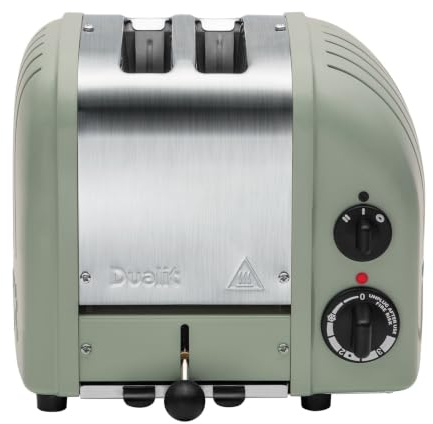 Dualit NEWGEN Premium Toaster 2 Scheiben Salbei, handgefertigt in GB | Toaster Retro mit ProHeat®-Heizelementen, gleichmäßige Bräune, mechanischer Timer, manueller Hebel, Edelstahlgehäuse