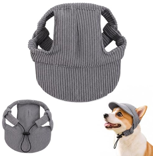Hunde Cappy Verstellbar, Sonnenhut Hund Katze mit Ohrlöchern, Atmungsaktive Sonnencreme Mütze für Sommer & Herbst, Sonnenschutz Hund Katze Outdoor-Aktivitäten