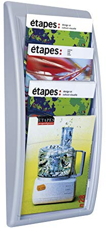 Fast Paper Quick Fit Literature Holder Wall-mount 4 x A4 Pockets W290xD95xH650mm Aluminium Ref 4061.35