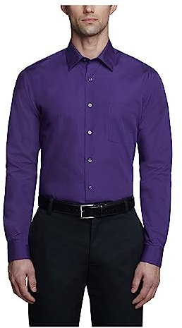 Van Heusen Robe Chemise ajustée en Popeline Unie, Violet, 47 cm Cou 91 cm-94 cm Manche Homme