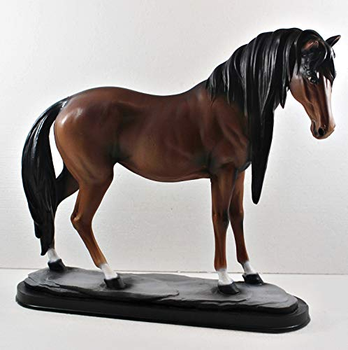 JS Garten Deko Dekorationsfigur Gartenfigur Pferd H 39 cm stehend dunkel braun Dekofigur Pferdefigur aus Kunstharz