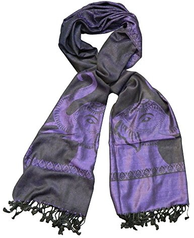 indischerbasar.de Schal Himalaya Elefanten lila Viskose Tuch Stola Halstuch Accessoire