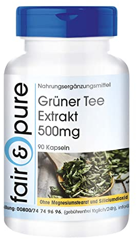 Fair & Pure® - 1000mg par dose journalière - Extrait de thé vert avec 50% de polyphénols, caféine et EGCG - 90 gélules véganes