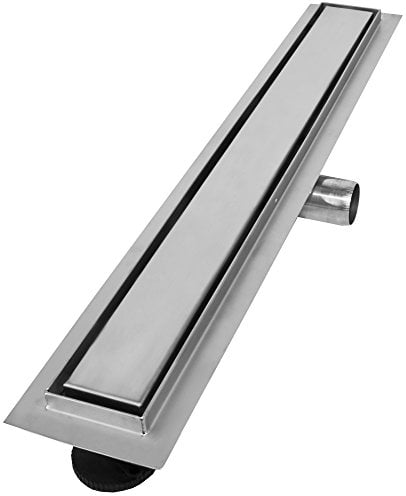VILSTEIN Duschrinne 80cm, Edelstahl Bodenablauf Komplettset, extra flach, Siphon mit Geruchsstop, Haarsieb - Randablauf