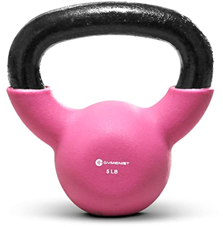 GYMENIST Kettlebell Fitness Iron Weights with Neoprene Coating Around The Bottom Half of The Metal Kettle Bell (5 LB)