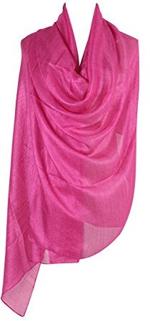 PB-SOAR Damen Einfarbiger Glänzend Schal Stola Halstuch für Abendkleider 185 x 100cm, 18 Farben auswählbar (Fuchsia)