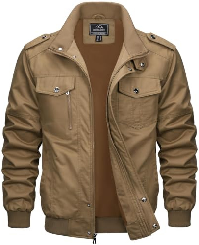 MAGCOMSEN Übergangsjacke Herren Jacke Übergang Jacket Cargo Herbstjacke | Leicht für Frühling Herbst,Stehkragen mit Taschen,Baumwollmix für Alltag,Blouson für Outdoor