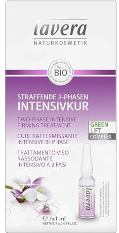 Lavera Straffende 2-Phasen Intensivkur Karanja ∙ Natürliches Hyaluron ∙ Stimuliert Das Kollagensystem ∙ Vegan Bio Naturkosmetik Natural ∙ 7x1 Ml Ampulle ∙ 1er Pack