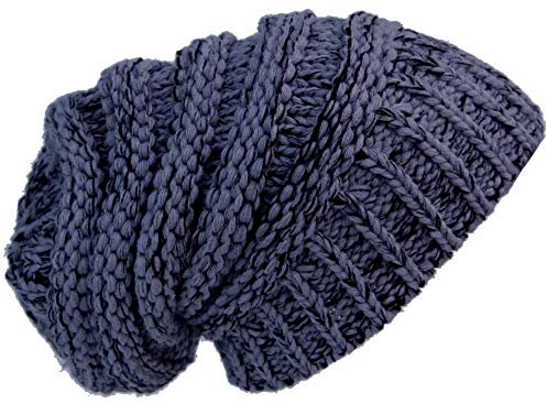 Cool4 Herren Damen Unisex Strickbeanie Slouch Grobstrick Beanie Strickmütze Mütze A20 (Grau-Schwarz meliert)