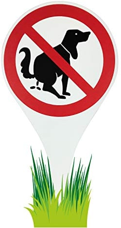 Betriebsausstattung24 Erdspieß Verbotszeichen Hier kein Hundeklo - Aluminium- Verbundplatte - Hundekot - Hinweisschild 18,0 Ø x 33,5 cm - Wetterfestes Schild