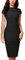 HOMEYEE Damen Vintage Revers Geraffte Bodycon Business Bleistiftkleid B574 (M, Schwarz)