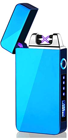 ASANMU Lichtbogen Feuerzeug USB, Geschenk für Männer, Elektronische Feuerzeüg Dual Lichtbogen USB Aufladbar Touchscreen Feuerzeug Winddichte Flammenlose ARC Feüerzeug,Geschenke Männer,Papa,Ihn (Blau)