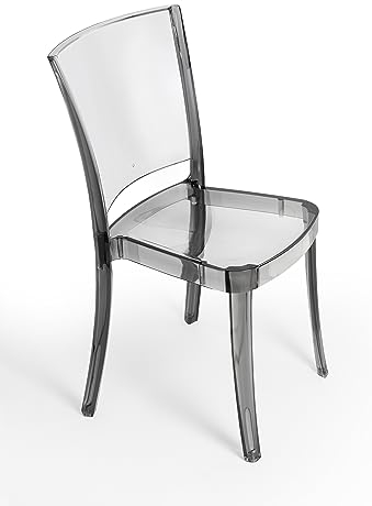 Lucienne Stuhl transparent durchsichtig - Design durchsichtiger Stuhl polycarbonat Fumè - Set mit 4 Stühlen