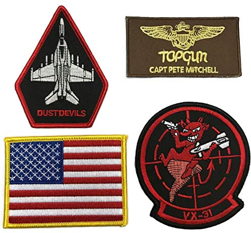 thecostumebase TOPGUN TOP Gun Fighter Jacket Iron-On Patch Set of 4 Dust Devils Pete Mitchell