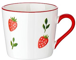 CHILDIKE Strawberry Mug 13 Oz Ceramic Coffee Mug, Cute Tea Cup, Porcelain Mug for Breakfast, Cappuccino, Latte, Soup, Cereal, Ice Cream, Dishwasher and Microwave Safe, 1 Pack