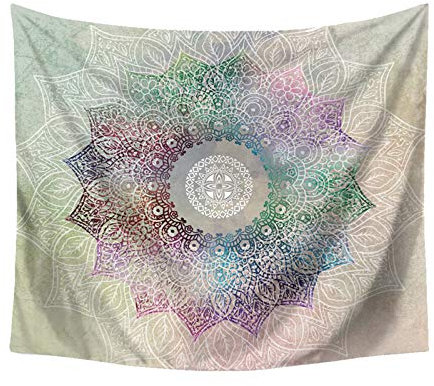 Kihomedy Wandtuch Mandala, Mandala Blumenmuster Mandala Wandteppich Bunt Wasserdicht Wandteppich Dekoration für Schlafzimmer Wohnzimmer Größe 150X100Cm