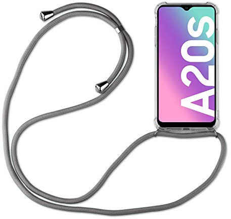 Hülle Kompatibel mit Samsung Galaxy A20s | Handykette Smartphone Halskette Hülle mit Band | Handyhülle mit Kordel zum Umhängen Kompatibel für Galaxy A20s | Grau