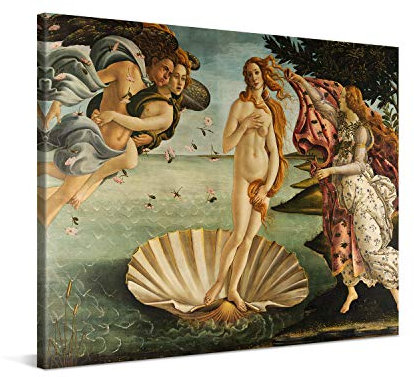 PICANOVA – Sandro Botticelli – The Birth of Venus 100x75cm – Bild auf Leinwand – Premium Kunstdruck Auf 2cm Holz-Keilrahmen Für Schlaf- Und Wohnzimmer – Klassische Kunst