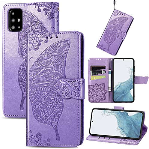 Roar Handyhülle für Samsung Galaxy A71 Hülle Samsung A71 | Book Case Flip Tasche mit Magnet Kartenfach Standfunktion | Lila Flieder