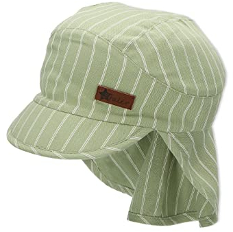 Sterntaler Jungen Schirmmütze mit Nackenschutz Linien Sonnenhut, mittelgrün, 47