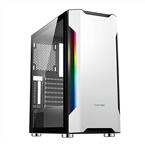 Computer Cases, Mid-Tower PC Gaming Case ATX/E-ATX/M-ATX/ITX - Front I/O USB 3.0 Port - Tempered Glass Side Panel - Water-Cooling Ready - Black, Pink, White (Color : White)
