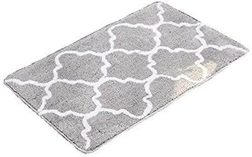 BERTY·PUYI Badematte Fußmatte Polyester rutschfeste TPE-Kunststoff-Rückseite Waschbar Fußmatte Für Innenbereich Für DuscheBadezimme Küche-Grey||50x80cm