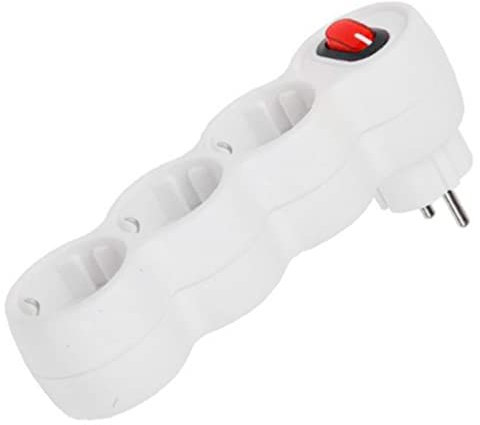 Ladrón, 3 tomas schuko e interruptor de encendido, adaptador, enchufe múltiple de pared para oficina, hogar, 16A 250V, máx. 3680 W, color blanco