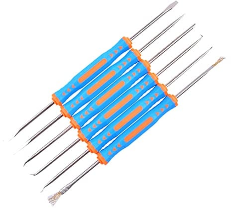 BOROCO 6pcs Welding Aids Circuit Board Welding Tool Set Circuit Board Cleaner Brass Brush Solder Repair PCB Board Auxiliary Cleaning Kits Dual-Sided(Blue)
