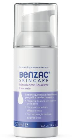 Benzac Skincare Microbiome Equalizer, Lozione Idratante Viso, Anti Acne, con Tecnologia Derivata da Probiotico e Pantenolo Lenitivo con Vitamina B5