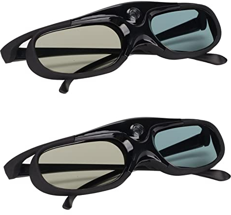 Cuifati 2 Stück DLP 3D-Brille, 144 Hz Wiederaufladbare 3D-Aktiv-Shutter-Brille DLP LinK LCD-Linse 3D-Brille für 3D-DLP-Orojektoren für Optoma, für, für Acer, für Vivitek,