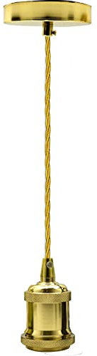 LEDSone Adjustable Vintage French Gold Pendant Light Fixture 4x7cm Lamp Holder Max 95cm Hanging Wire Easy Fit Ideal for Living, Dining, Kitchen and Retro Inspired Interiors