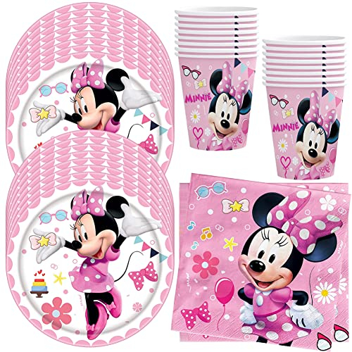 HGSHUO Stoviglie per Feste di Compleanno Decorazioni Mouse Stoviglie per Compleanno Piatti Bicchieri di Carta Tovaglioli Forniture per Feste Baby Shower Matrimonio 16 Ospiti