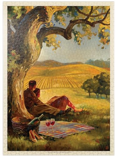MyPuzzle Oil Painting: Wine Country, Vintage Poster - Premium 1000 Piece Jigsaw Puzzle for Adults