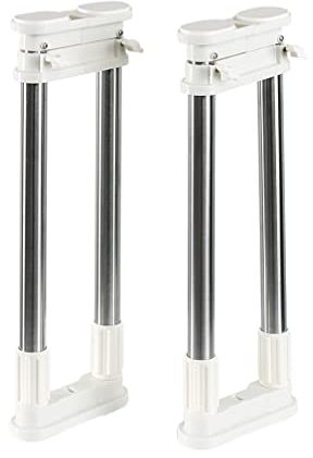 Hershii 2 Pack Expandable Closet Shelf Tension Rod Adjustable Metal Storage Rack Cabinet Organizer DIY Divider Separator for Wardrobe Cupboard Kitchen Bathroom, Ivory, 11.81-15.75 IN