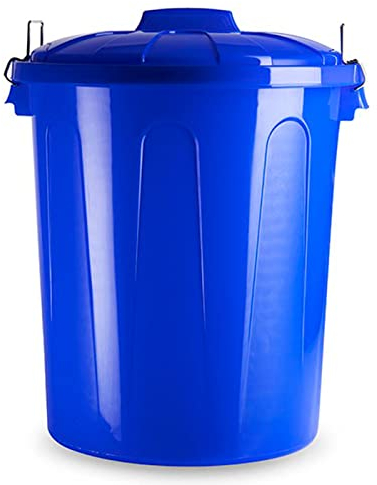 Tradineur - Cubo de Basura de plástico con Asas metálicas, contenedor de residuos, Papelera con Tapa, Reciclaje, Industrial, Fabricado en España (Azul, 51 litros)